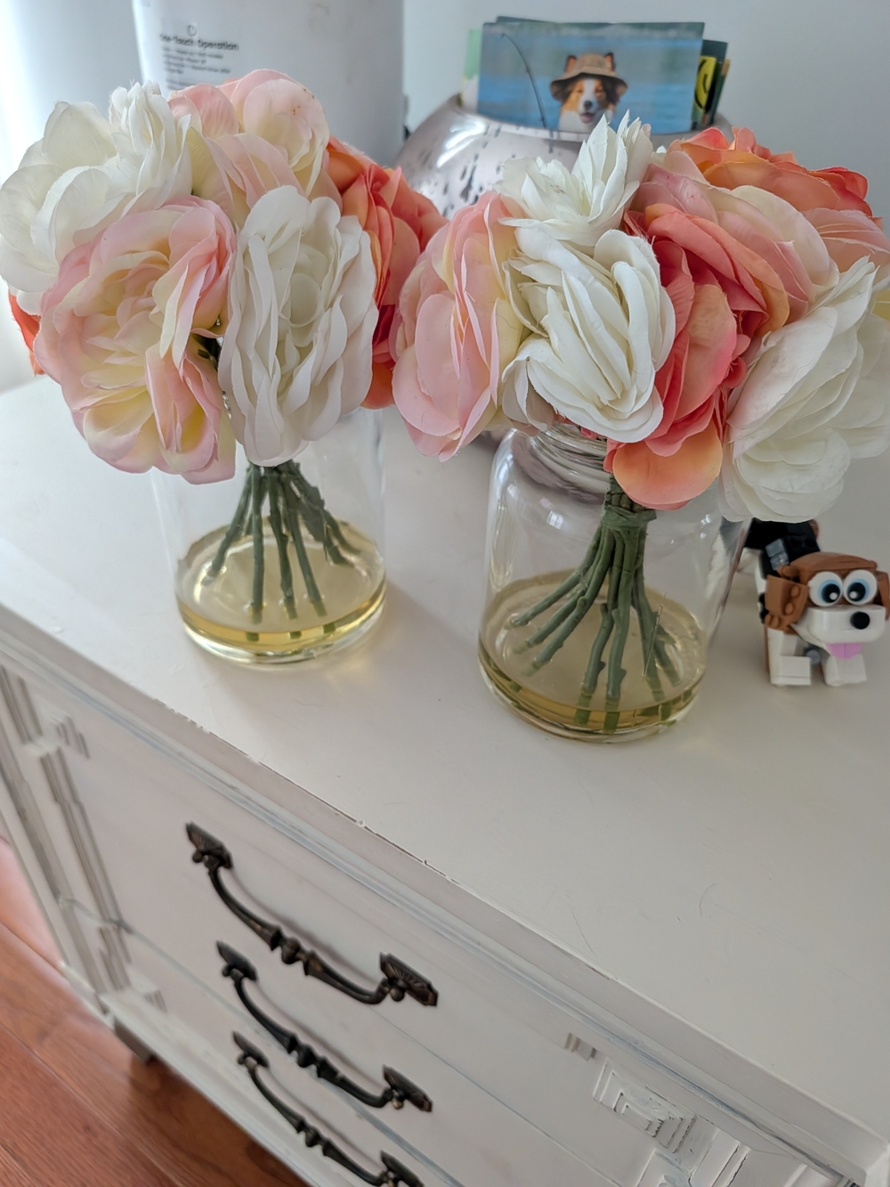 Artificial Peony Bouquet Centerpiece in Cream and Peach - Home Accents